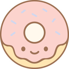 Cute Pink Donut with Sprinkles Illustration