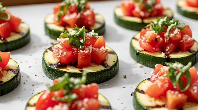 Zucchini bites with tomato relish appetizer