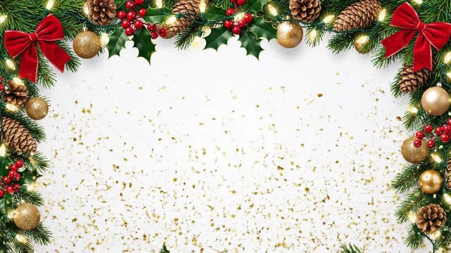 Festive holiday wreath frame with copy space for seasonal greeting or message