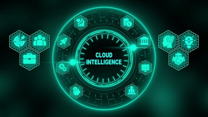 Cloud Intelligence Concept with Teal and Circular Interface business technology