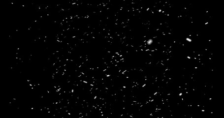 Directional realistic surreal Snowfall overlay fx. Detailed very small falling snowflakes dreamy fantasy cartoon animation. Christmas videos festive intros outro, winter season. Sparkle weather.