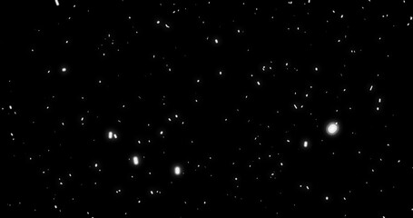 Directional realistic surreal Snowfall overlay fx. Detailed very small falling snowflakes dreamy fantasy cartoon animation. Christmas videos festive intros outro, winter season. Sparkle weather.