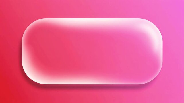 Beautiful transparent rounded rectangle glass frame background, realistic liquid glassmorphism user interface, abstract empty frosted plate on pink colorful gradient, blurred animated UI design loop