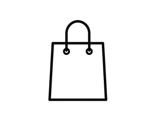 Simple black line drawing of a shopping bag