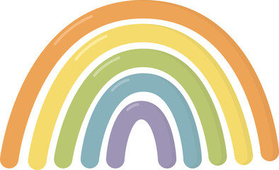 Fototapeta premium Cute pastel rainbow isolated on white background. Colorful decorative element