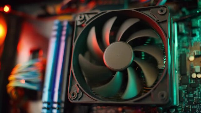 Medium shot showing a case fan replacement process to enhance airflow and reduce internal temperatures in a gaming PC setup