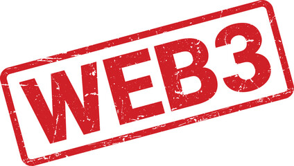 Red Stamp with WEB3 Text Showing Decentralized Internet, Grunge Style on White Background