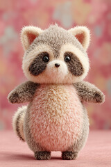 Cute Kawaii Raccoon Plush Character in Pastel Style