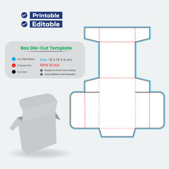 Box packaging die cut template design with 3d mockup