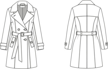 CAD coat mockup lines in vector
