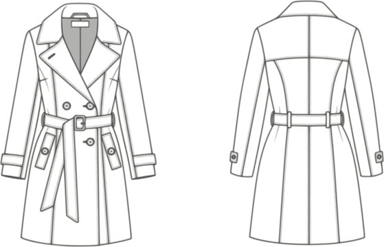 CAD coat mockup lines in vector

