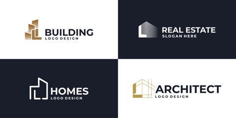 creative initial letter L real estate logo symbol, building logo design vector