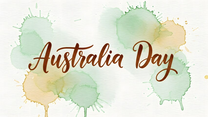 Australia Day watercolor background with colorful splashes  