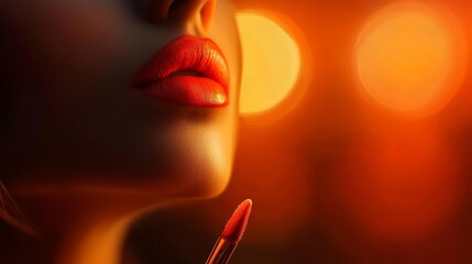Glamorous lip makeup application beauty studio photography warm lighting close-up artistry and self-expression