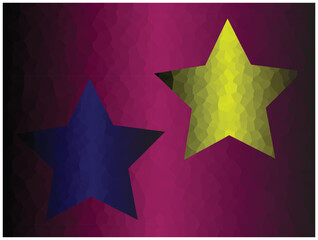 vibrant blue and yellow star shapes on abstract mosaic background with bold colorful gradient design, abstract mosaic artwork featuring blue and yellow stars against deep gradient background texture
