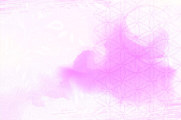 Pink Floral and Geometric Abstract Background