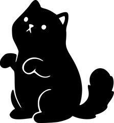 Obraz premium Cute Cat Character in Poses Minimal Solid Black Vector Silhouettes