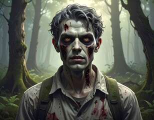 Zombie man in a forest