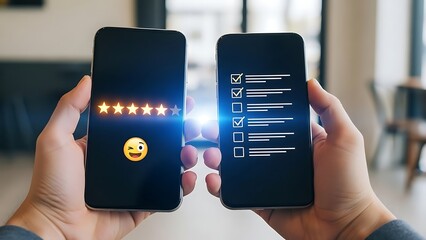 Digital concept: hand holding a credit card and a smartphone with a blank screen for online business shopping