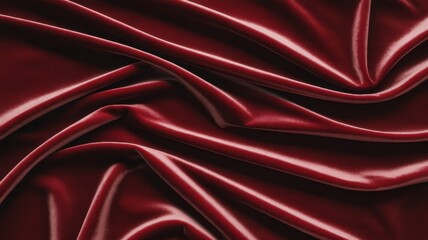 Rich, luxurious deep red velvet fabric with elegant flowing drape