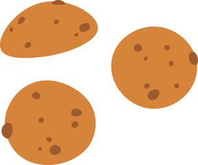 Three cookies with brown spots on them