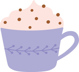 A cup of hot chocolate with whipped cream and chocolate sprinkles