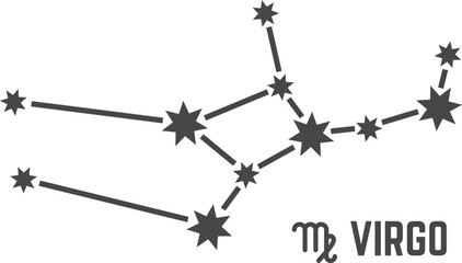 A constellation of stars with the word Virgo written below it