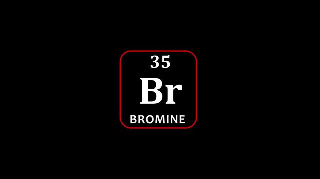 35 Number bromine icon animation.school chemistry lesson animation .Design shows name, atomic weight and element number.