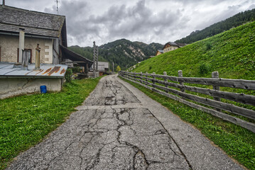 Mountain landscapes, water, and village