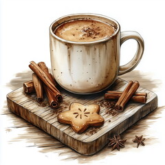 cup of coffee with cinnamon and anise
