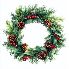 christmas wreath on white background