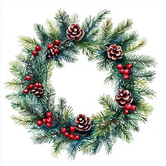 christmas wreath on white background