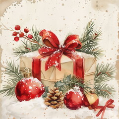 christmas gift box and decorations