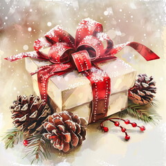 christmas gift box and decorations