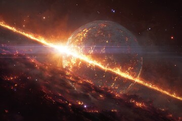 alien megastructure orbiting a massive star emitting radiant light