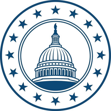 Iconic capitol building dome emblem with stars symbolizing democracy government and american patriotism a government landmark isolated on white background