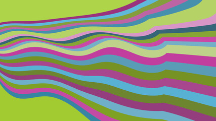 Lime Green Abstract Swirl: Retro Style Wavy Lines Graphic Art - Colorful Background & Modern Design