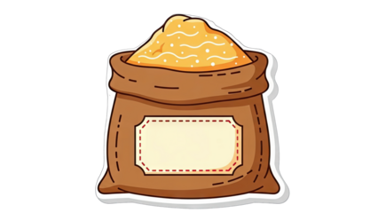 Bag of Grain with Label - Isolated on White