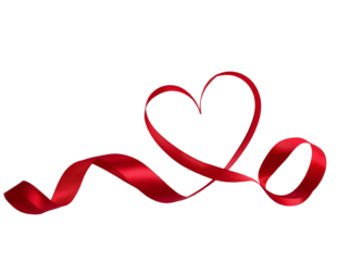 Red Ribbon Shaped Like a Heart isolated on a transparent background