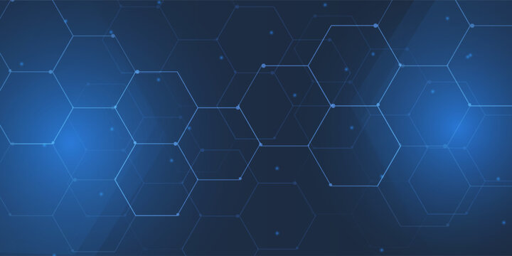 Vector illustration abstract technology with molecule, Flowing dot particle wave flow line,Datum technology network, science,