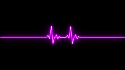 Purple Neon Heartbeat Line on Black Background photo