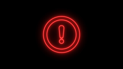 Red Neon Exclamation Mark Warning Sign image photo
