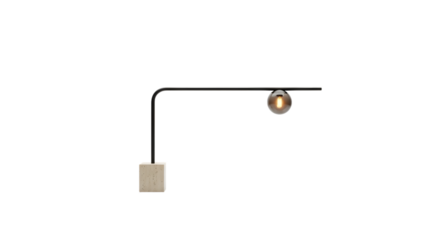 Modern wall sconce with sphere light isolated on transparent background for interiors