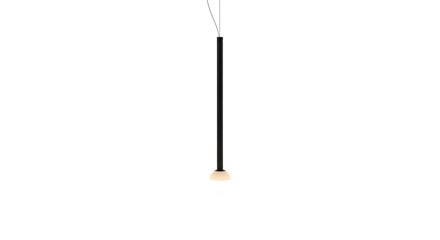 Minimalist black pendant light isolated on transparent background for modern interiors