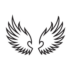 Obraz premium Line art wing icon silhouette vector illustration on a white background