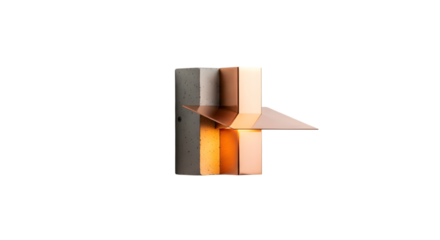 Modern wall sconce isolated on transparent background featuring geometric design