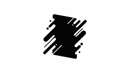 Fototapeta premium Dynamic black ink splash with energetic lines and dots on a white background.