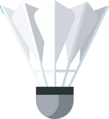 Detailed vector illustration of a shuttlecock, also known as a birdie. Perfect for badminton sports graphics, club logos, competition posters, and game equipment design. Black and white color.