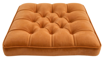 Modern square tufted floor cushion in mustard yellow velvet for living room, meditation, or seating dcor