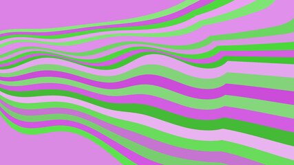 Colorful Wavy Stripes: Abstract Background with Green and Pink Flowing Lines Design